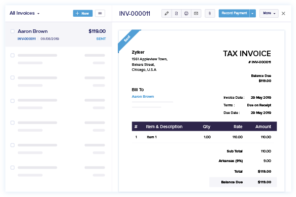 Send Professional Invoices - Startup Accounting Software | Zoho Books